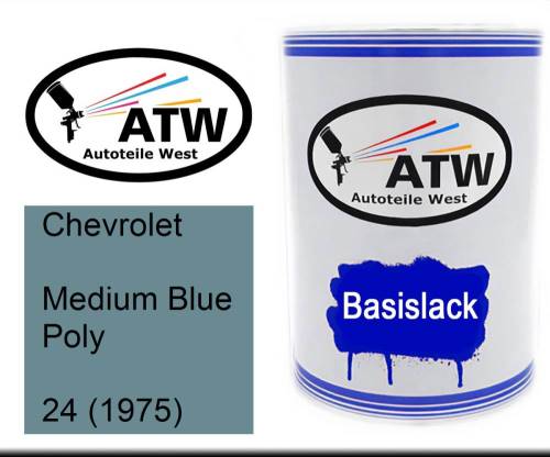 Chevrolet, Medium Blue Poly, 24 (1975): 500ml Lackdose, von ATW Autoteile West.